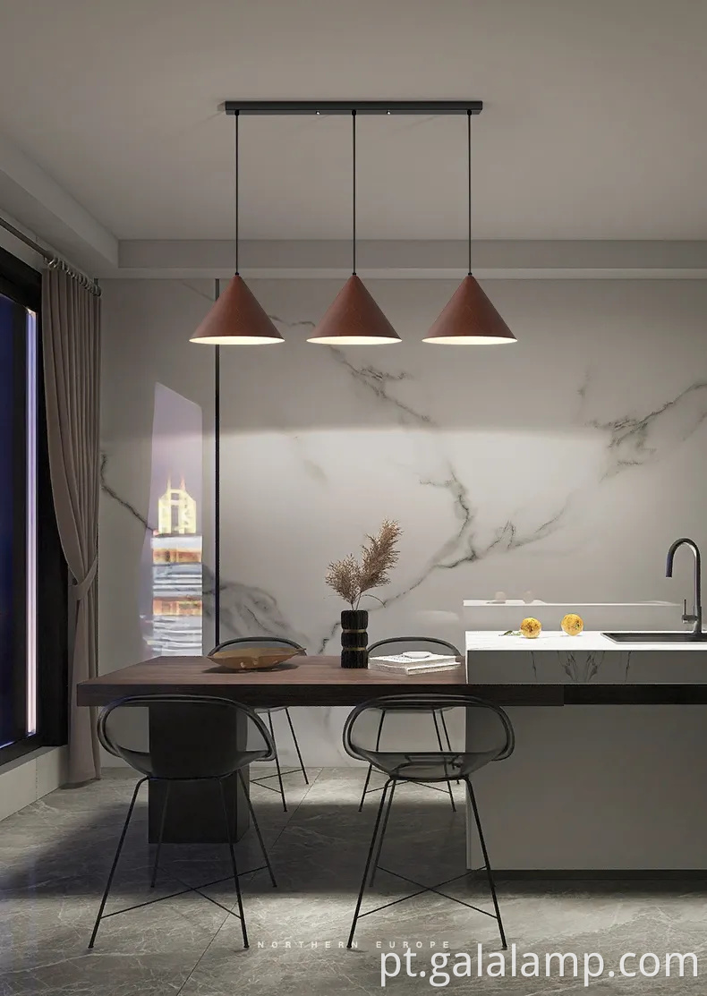 Luz pendente nórdica vintage com acabamento de grão de madeira